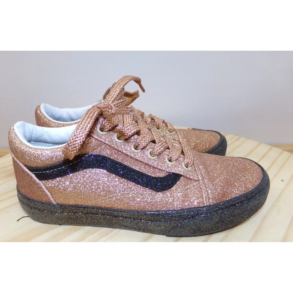 Vans Kids Unisex Old Skool‎ Skate Shoes Sneakers Gold Glitter 508357 Size 3